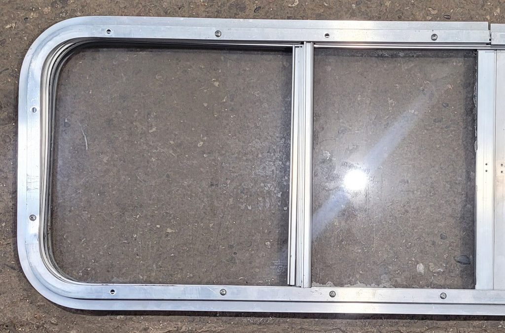 Used Silver Radius Opening Window : 51" W x 14 1/4" H x 1" D - Young Farts RV Parts