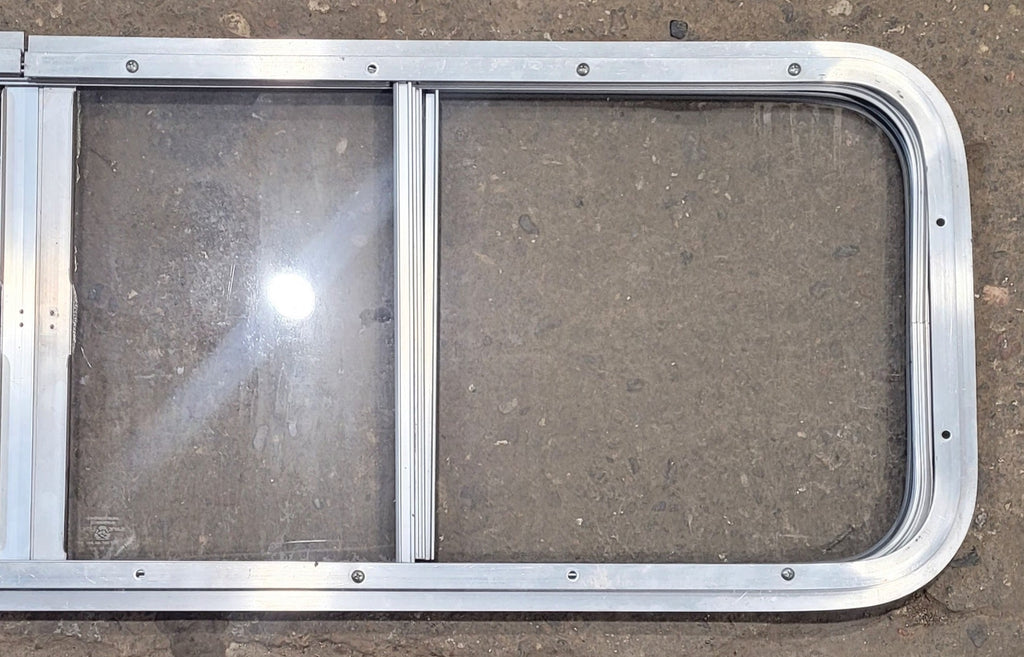 Used Silver Radius Opening Window : 51" W x 14 1/4" H x 1" D - Young Farts RV Parts