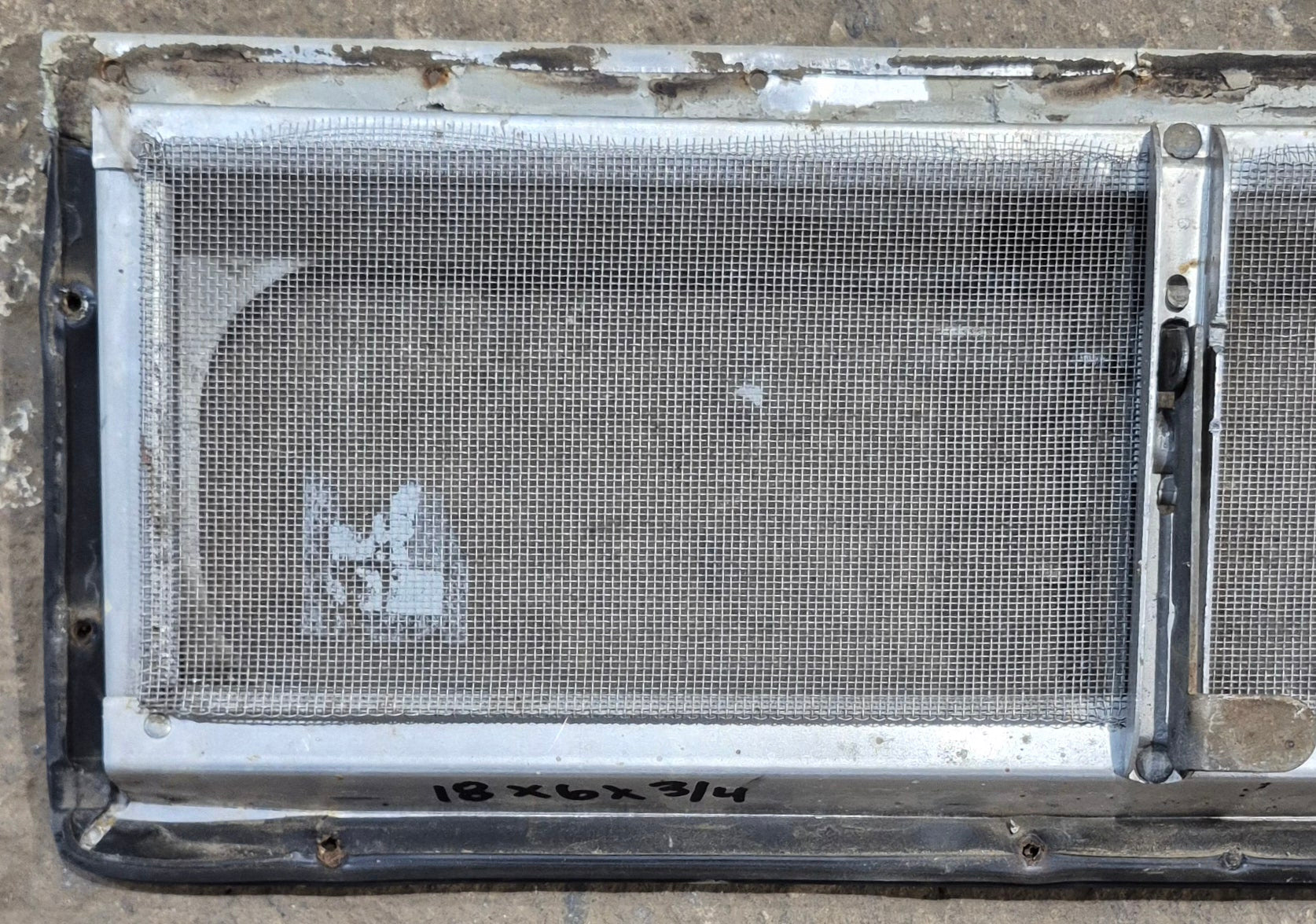 Used Silver Square Opening Window: 18" W x 6" H x 3/4" D - Young Farts RV Parts