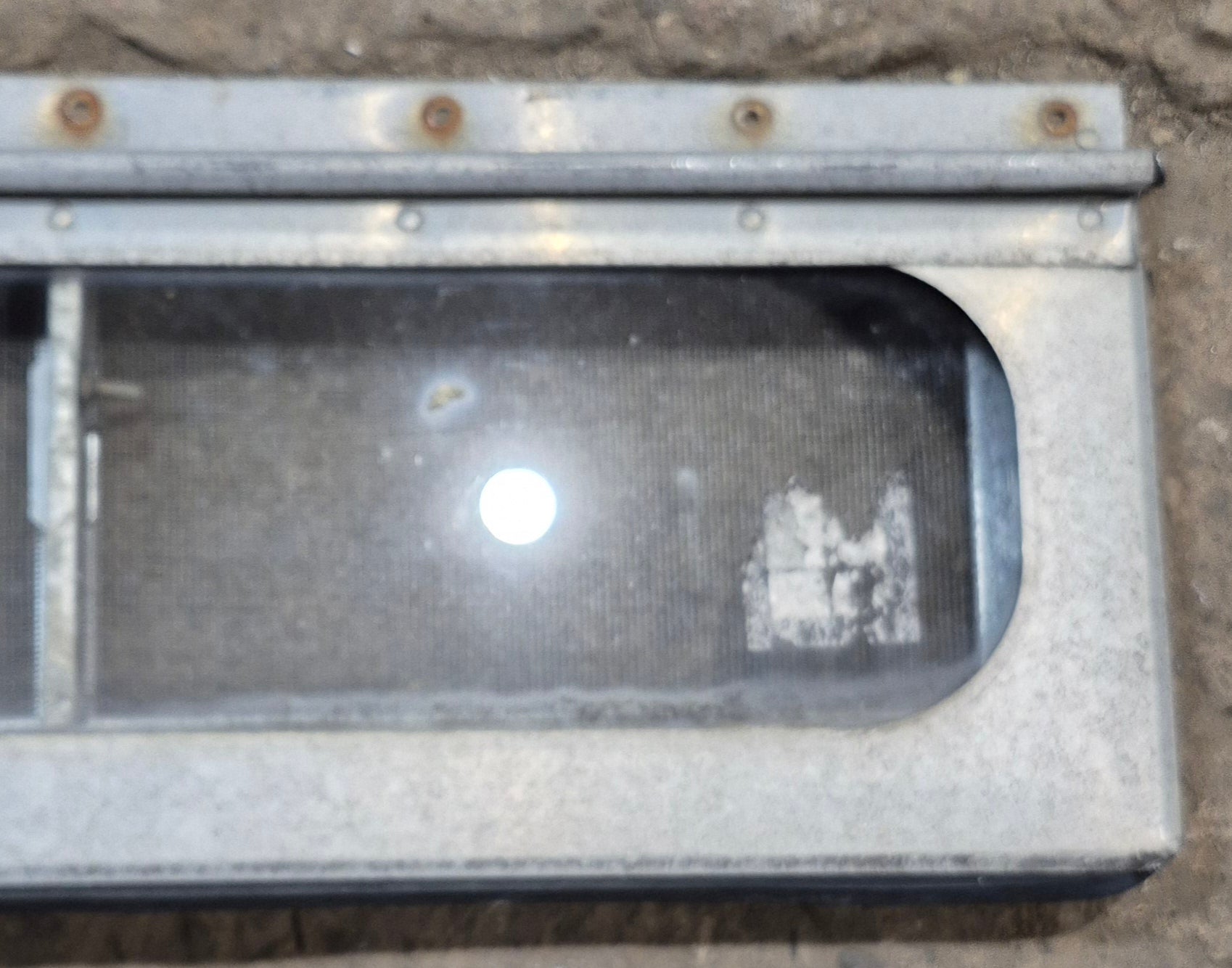 Used Silver Square Opening Window: 18" W x 6" H x 3/4" D - Young Farts RV Parts