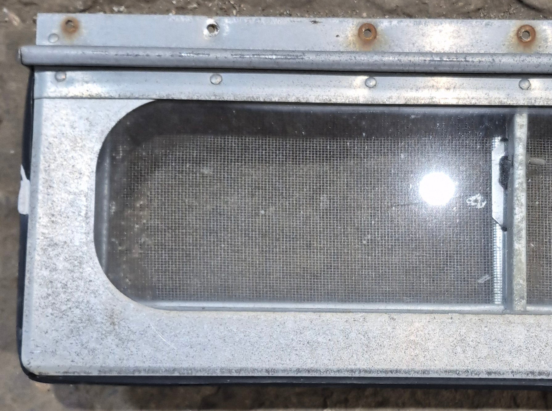 Used Silver Square Opening Window: 18" W x 6" H x 3/4" D - Young Farts RV Parts