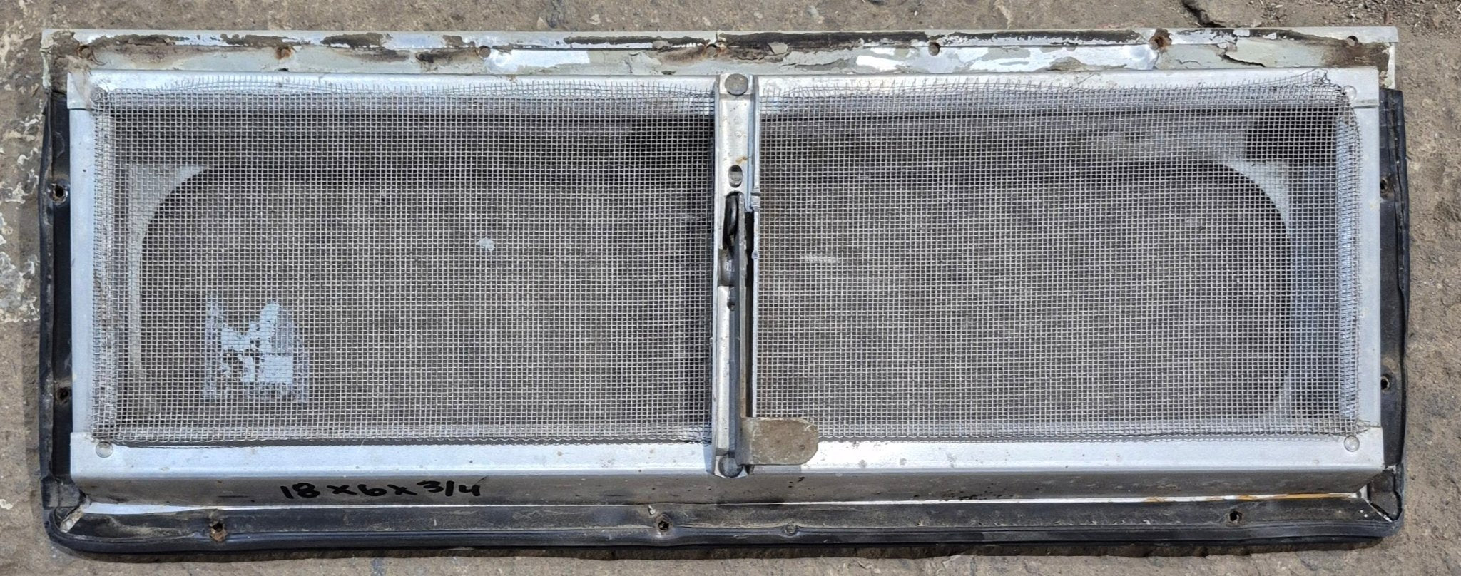 Used Silver Square Opening Window: 18" W x 6" H x 3/4" D - Young Farts RV Parts