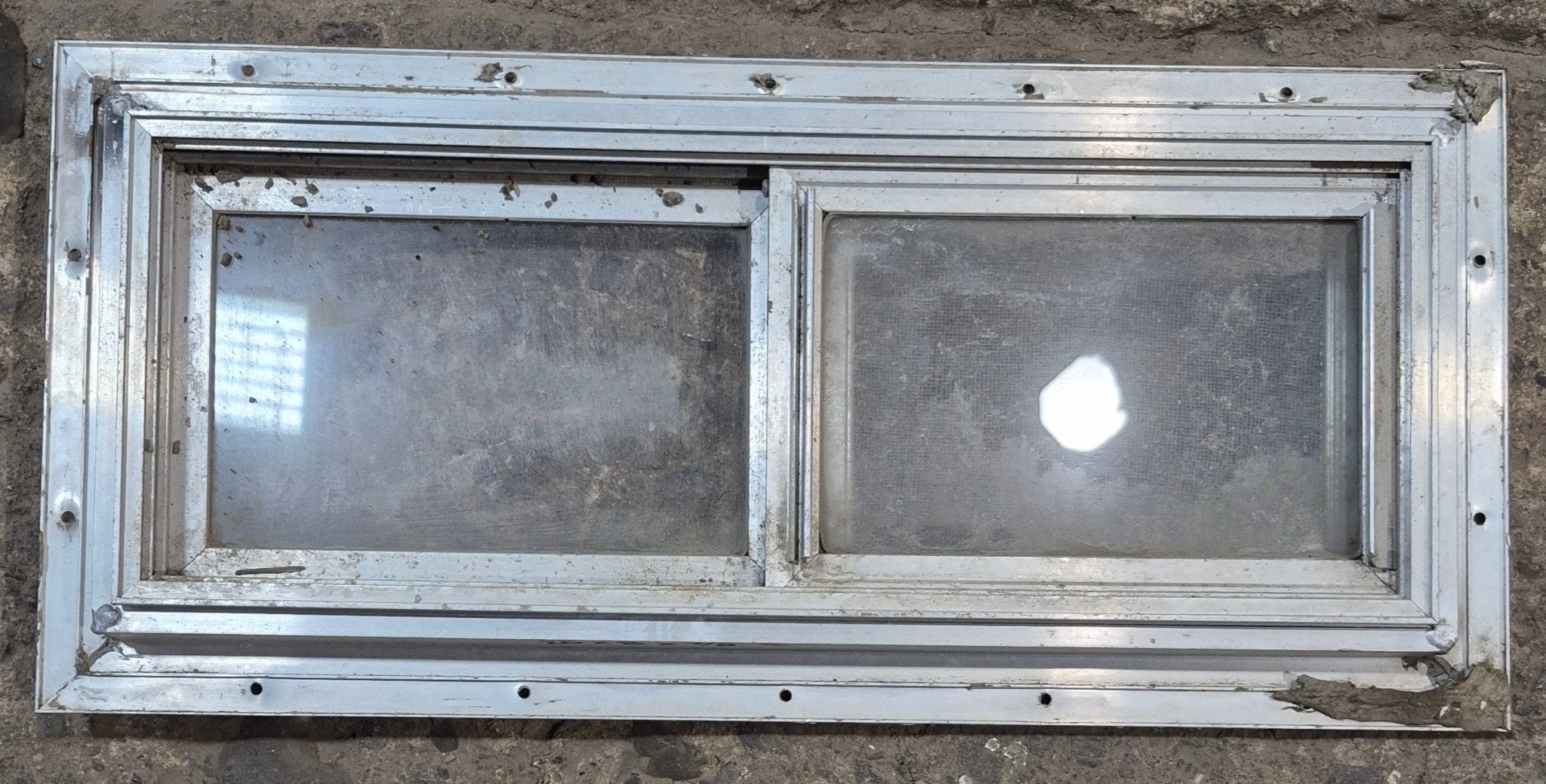 Used Silver Square Opening Window: 20" W x 8" H x 7/8" D - Young Farts RV Parts