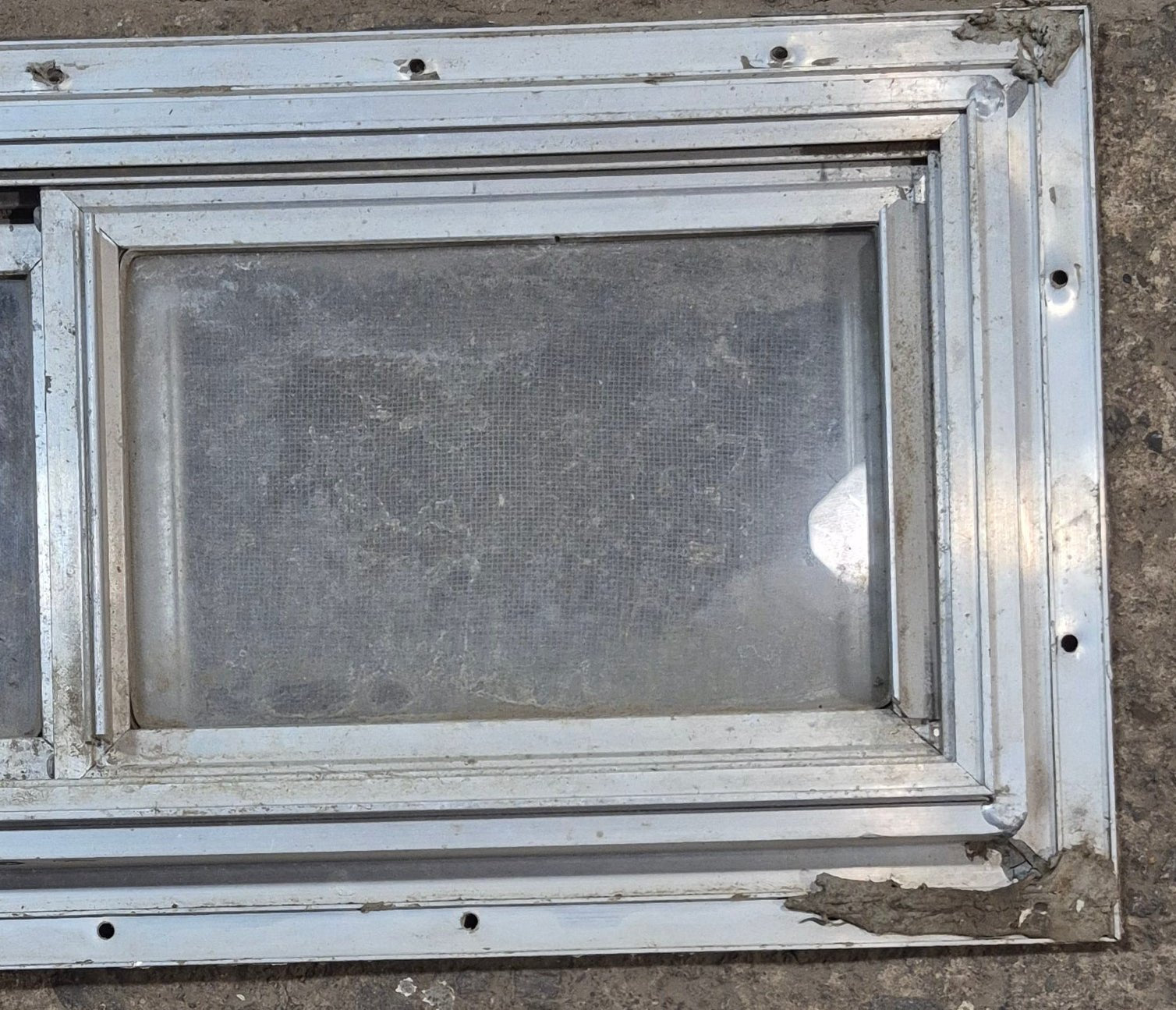 Used Silver Square Opening Window: 20" W x 8" H x 7/8" D - Young Farts RV Parts