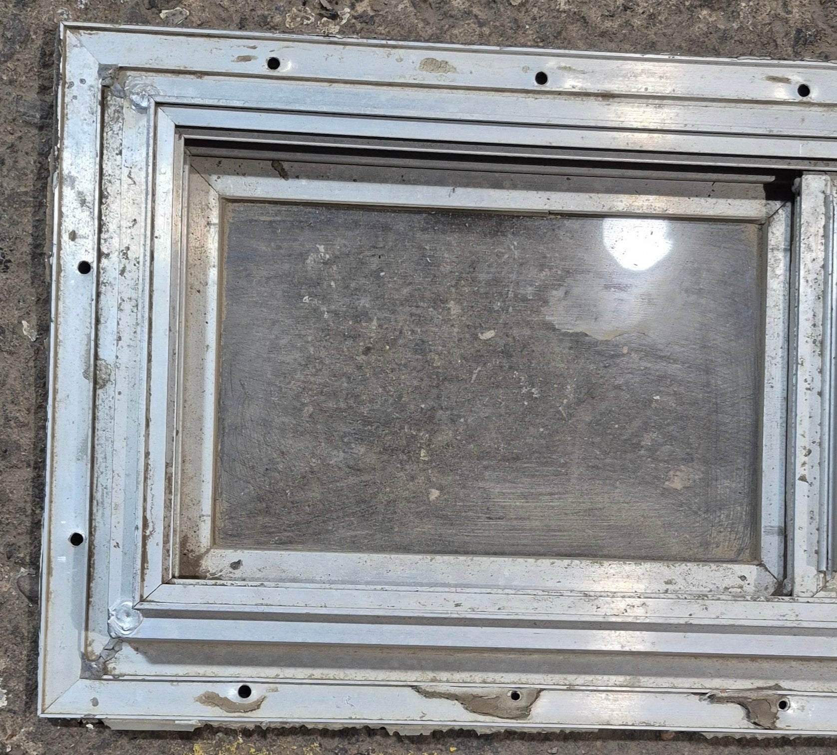 Used Silver Square Opening Window: 20" W x 8" H x 7/8" D - Young Farts RV Parts