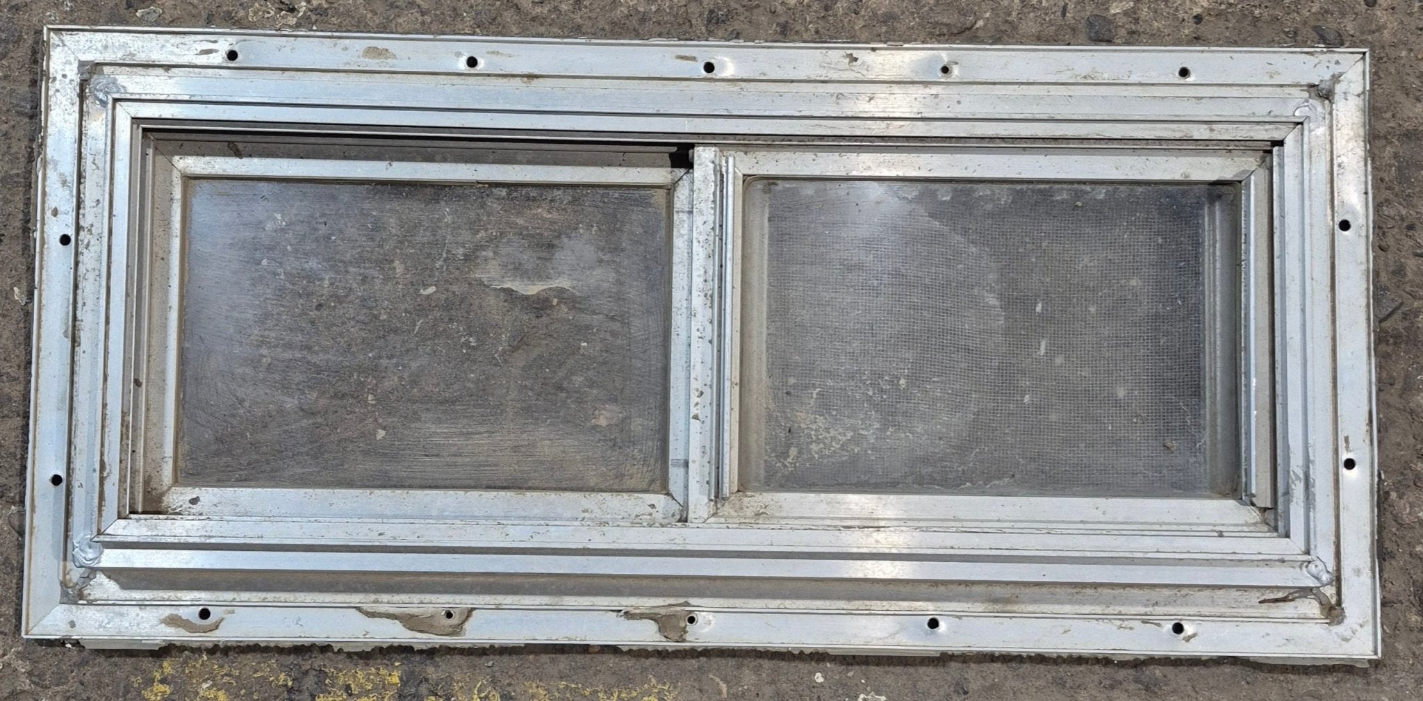 Used Silver Square Opening Window: 20" W x 8" H x 7/8" D - Young Farts RV Parts