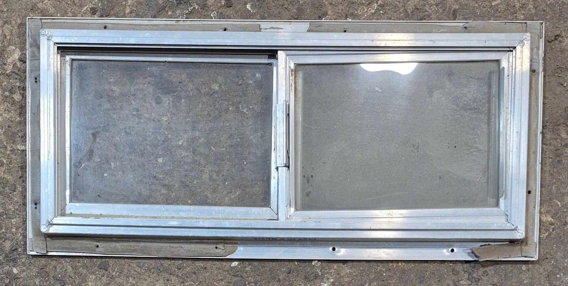 Used Silver Square Opening Window: 24 1/8" W x 10" H x 3/4" D - Young Farts RV Parts