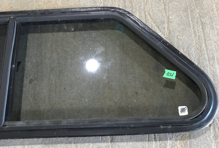 Used Slanted Black Radius Opening Window : 36 3/4" W x 13 1/2" H x 2" D - Young Farts RV Parts