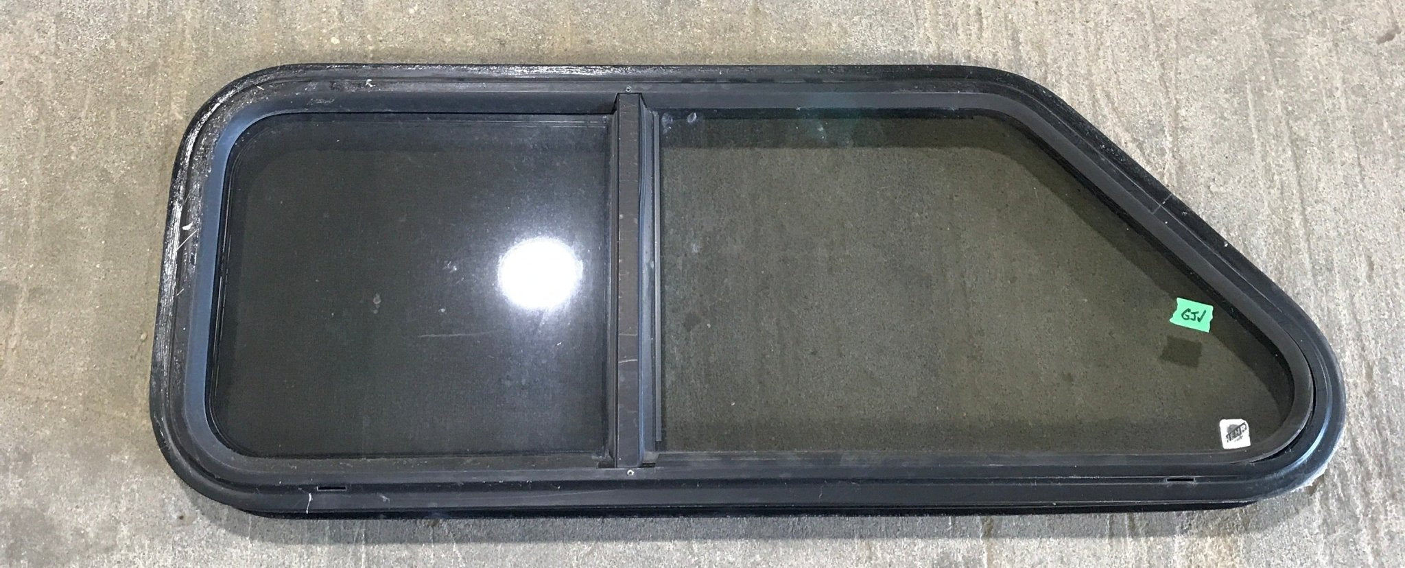 Used Slanted Black Radius Opening Window : 36 3/4" W x 13 1/2" H x 2" D - Young Farts RV Parts