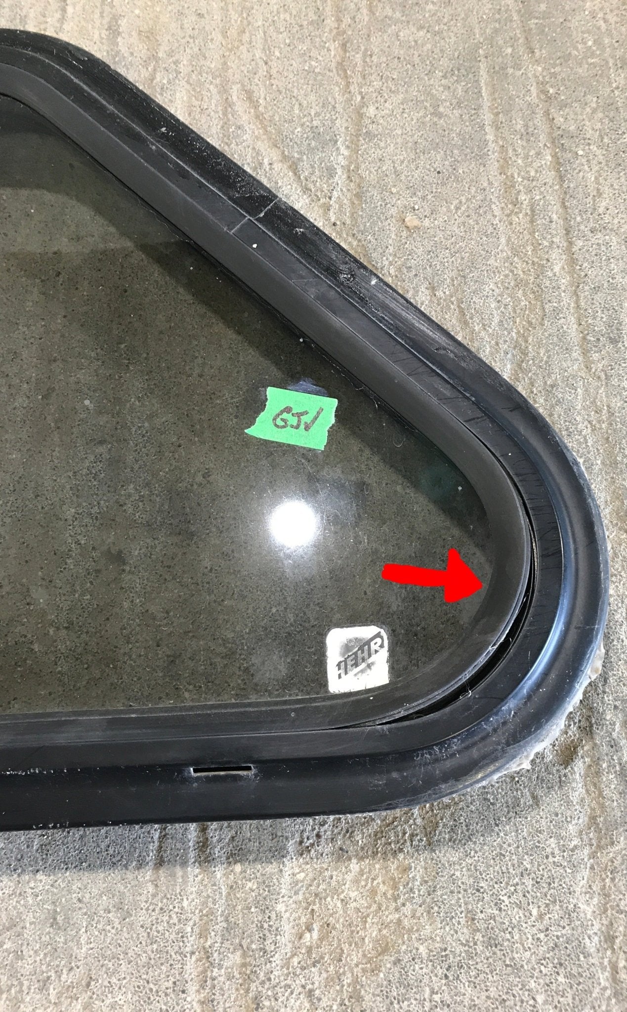 Used Slanted Black Radius Opening Window : 36 3/4