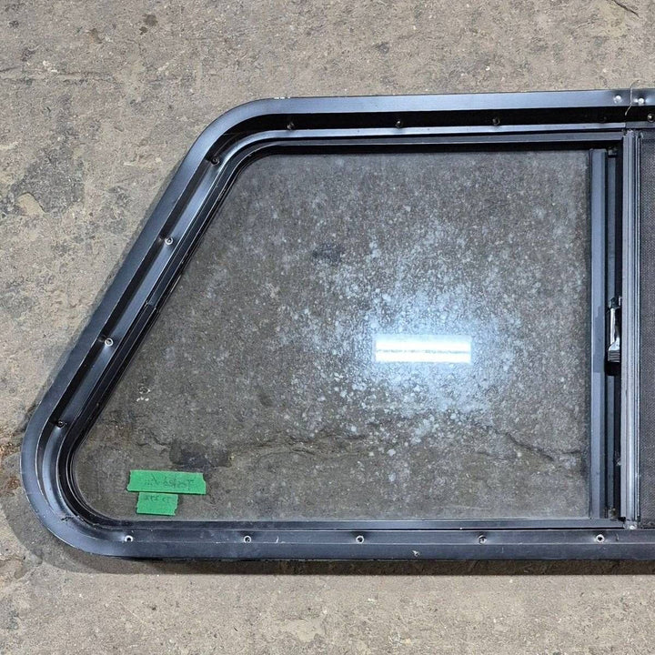 Used Slanted Black Radius Opening Window - 41.75" X 17 1/2" X 1.875" - Young Farts RV Parts