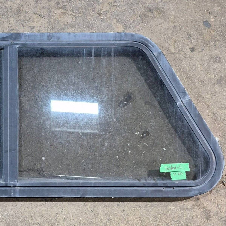 Used Slanted Black Radius Opening Window - 41.75" X 17 1/2" X 1.875" - Young Farts RV Parts