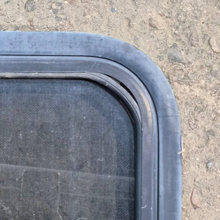 Used Slanted Black Radius Opening Window - 41.75" X 17 1/2" X 1.875" - Young Farts RV Parts