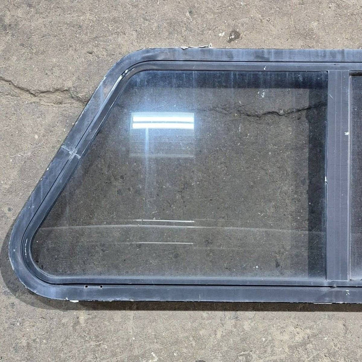 Used Slanted Black Radius Opening Window - 41.75" X 17 1/2" X 1.875" - Young Farts RV Parts