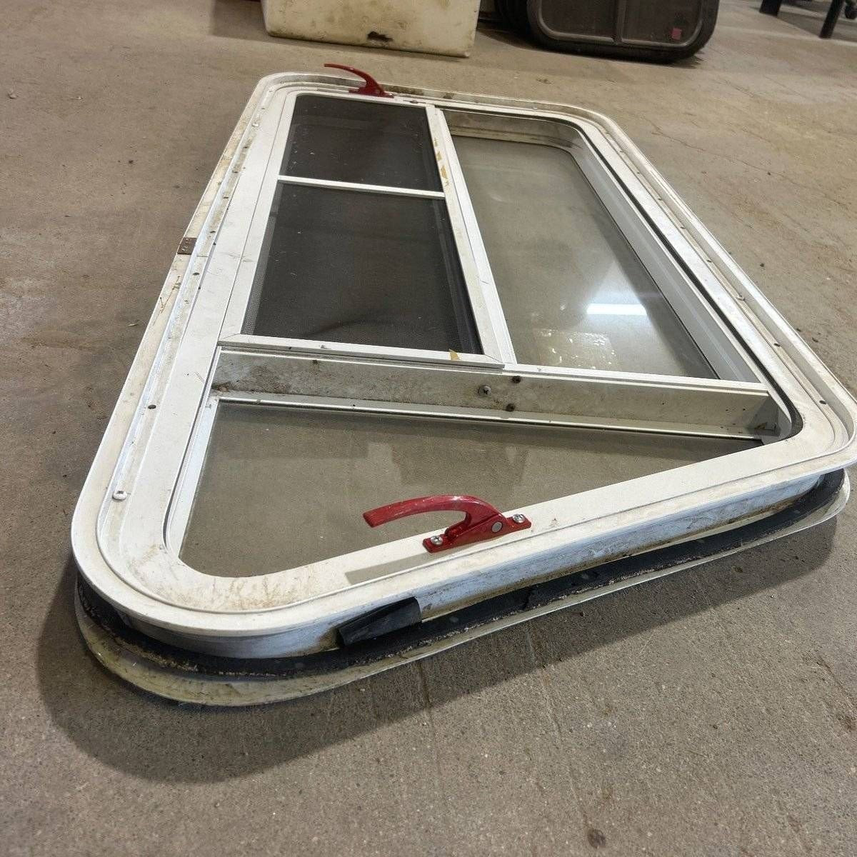 Used Slanted White Radius Emergency Opening Window - 49.25