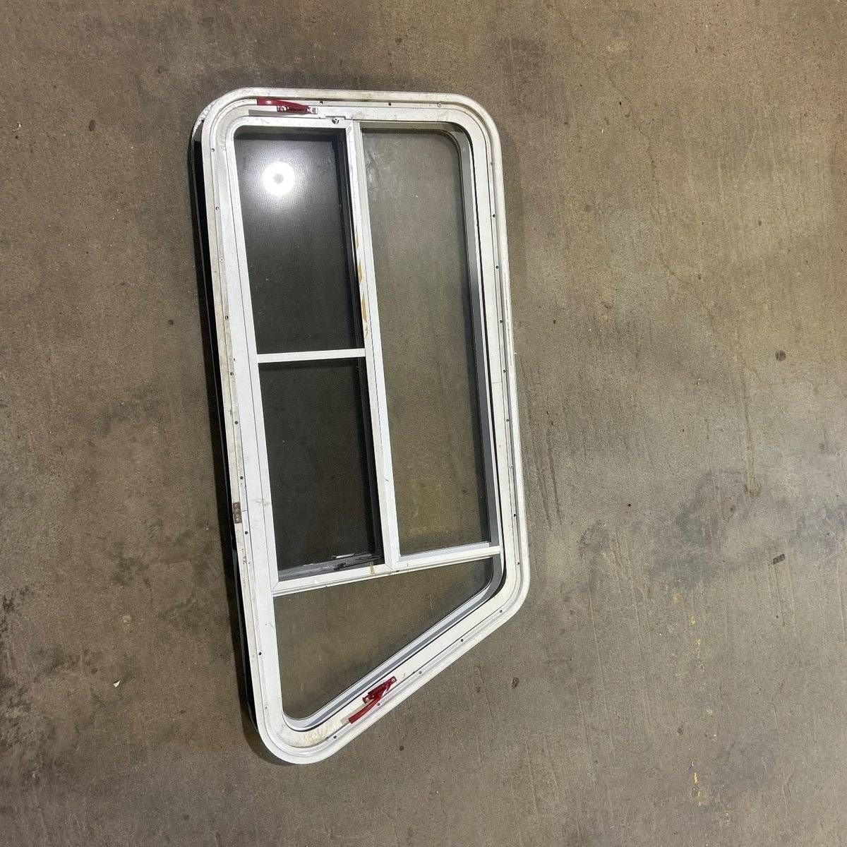Used Slanted White Radius Emergency Opening Window - 49.25