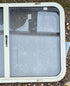 Used Slanted White Radius Opening Window : 35 3/4" W x 21 1/4" H x 1 7/8" D - Young Farts RV Parts