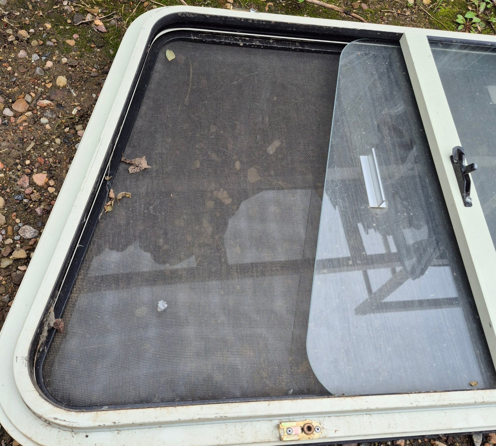 Used Slanted White Radius Opening Window : 35 3/4