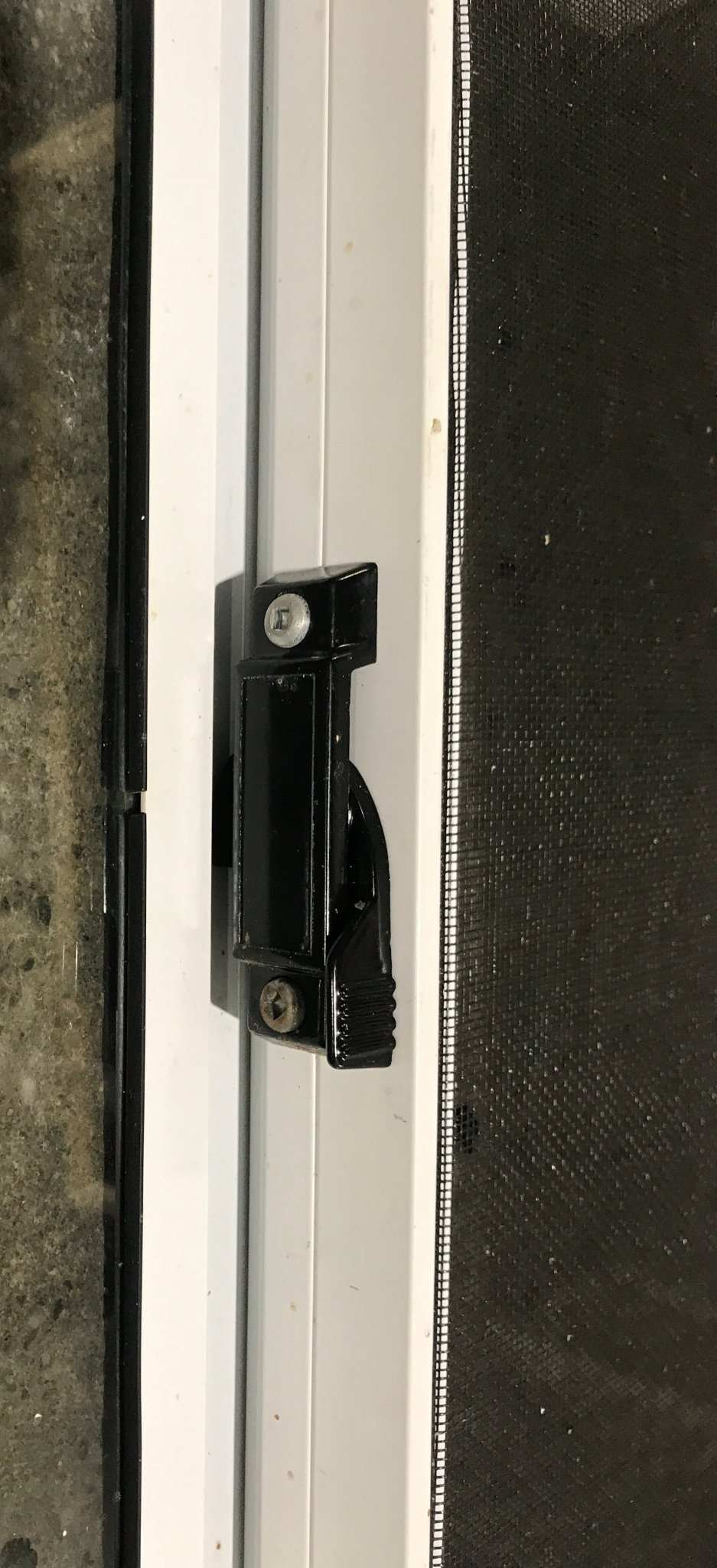 Used Slanted White Radius Opening Window : 37" W x 18 3/4" H x 1 7/8" D - Young Farts RV Parts