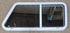 Used Slanted White Radius Opening Window : 42" W x 17 1/2" H x 1 7/8" D - Young Farts RV Parts