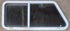 Used Slanted White Radius Opening Window : 42" W x 17 1/2" H x 1 7/8" D - Young Farts RV Parts