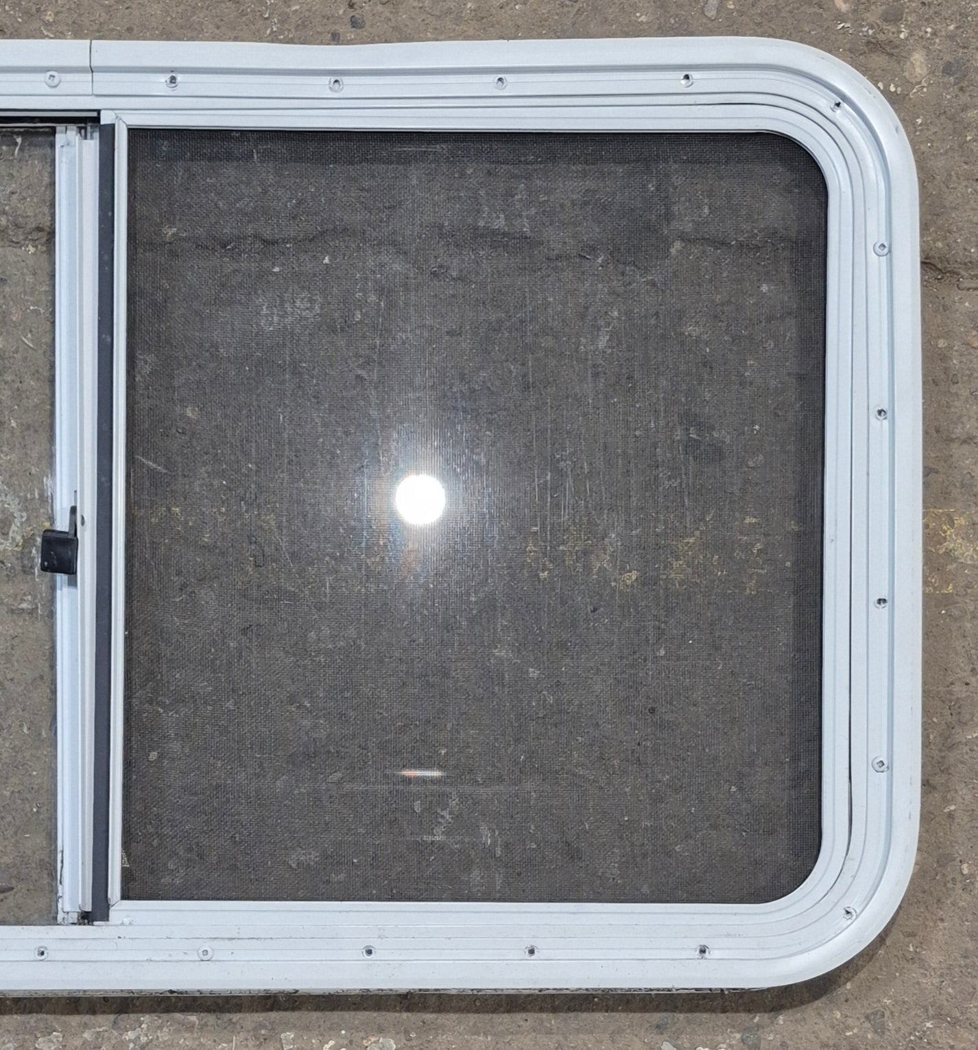 Used Slanted White Radius Opening Window : 46 3/4