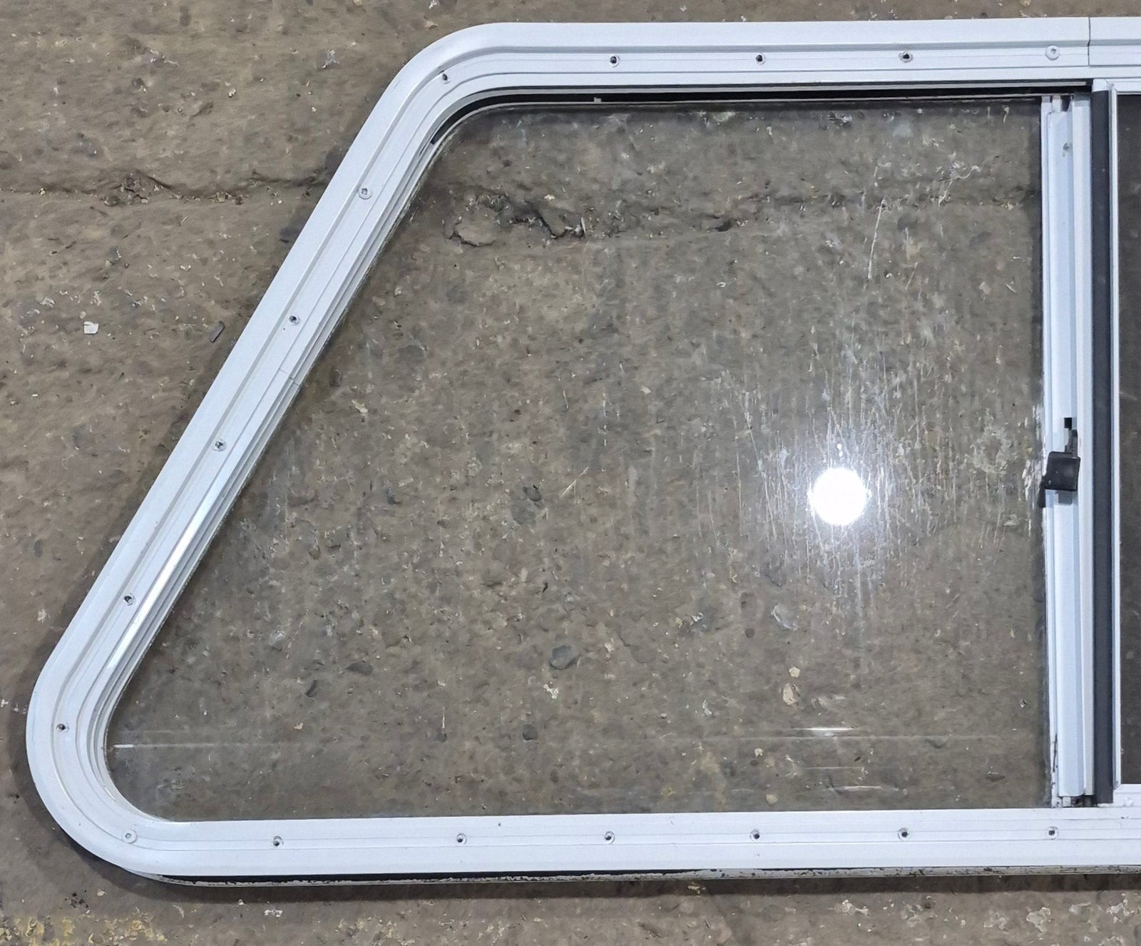 Used Slanted White Radius Opening Window : 46 3/4