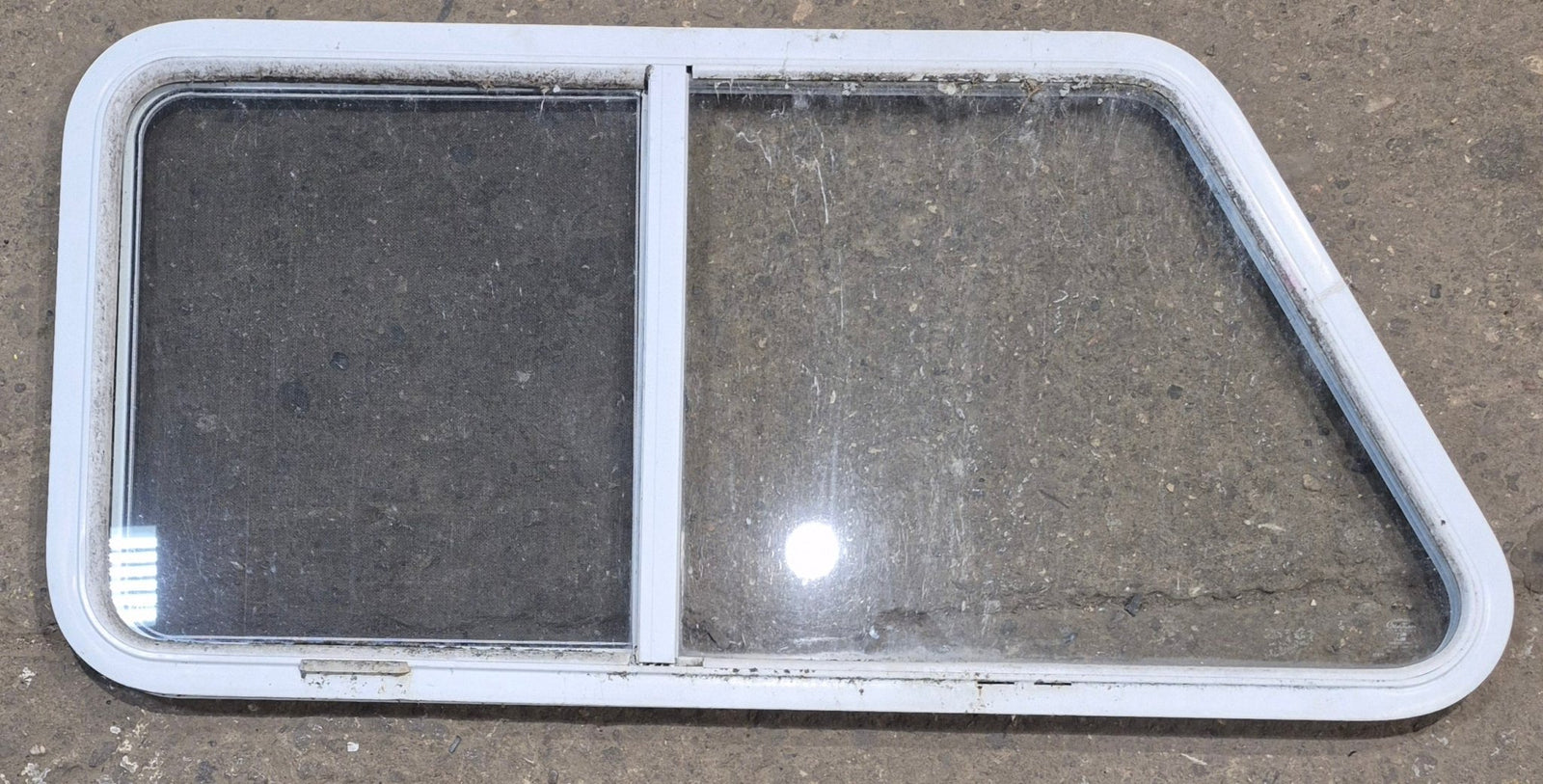 Used Slanted White Radius Opening Window : 46 3/4