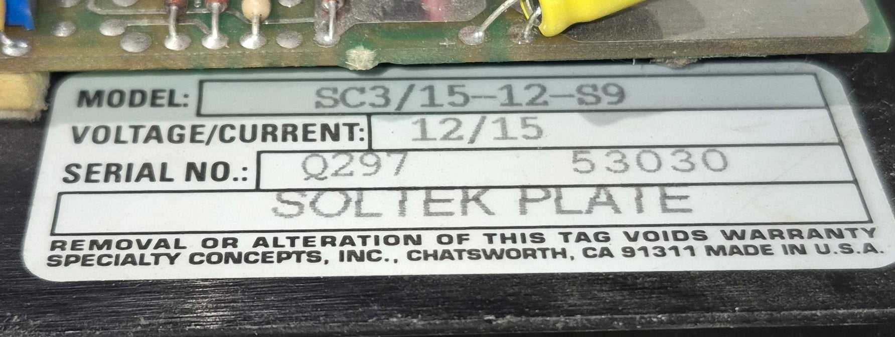 Used Soltek Mark III Regulator/ Monitor Panel - SC3/15 - 12 - S9 - Young Farts RV Parts