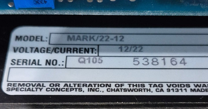 Used Specialty Concepts Inc. Controler Panel - Mark/22 - 12 - Young Farts RV Parts