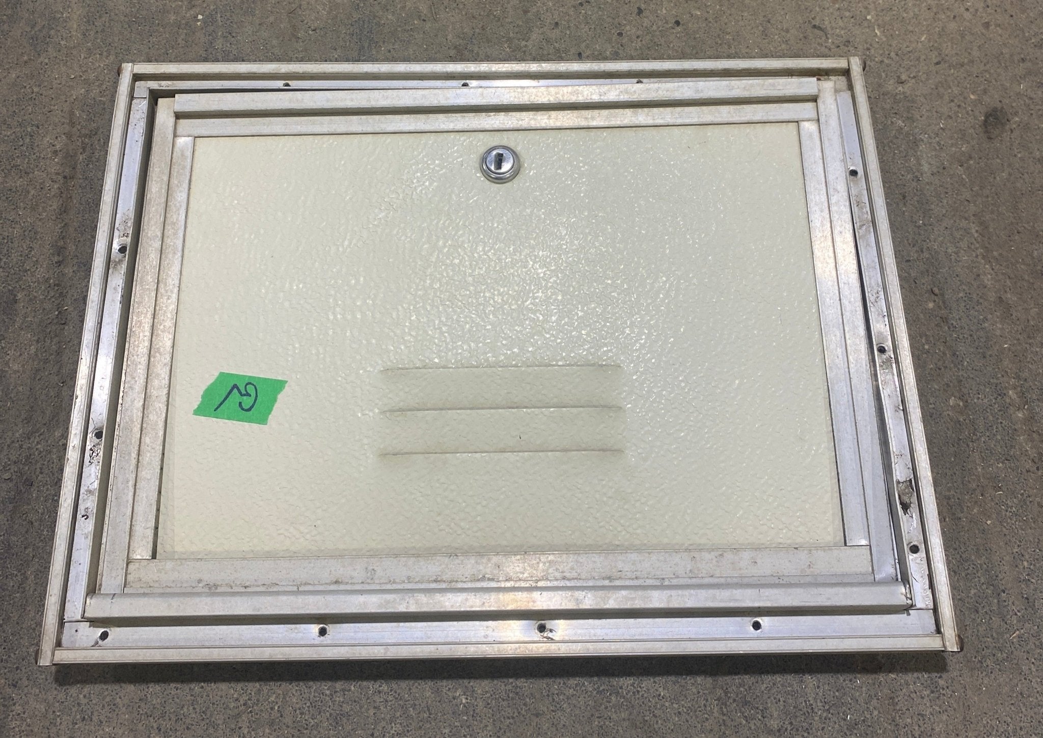 Used Square Cornered Battery / Propane Cargo Door 14 3/4" W x 10 3/4" H x 1" D - Young Farts RV Parts
