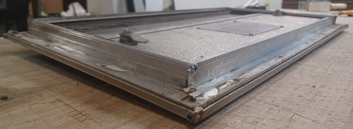 Used Square Cornered Battery/Propane Cargo Door 23 1/4" x 11 5/8" x 7/8" D - Young Farts RV Parts