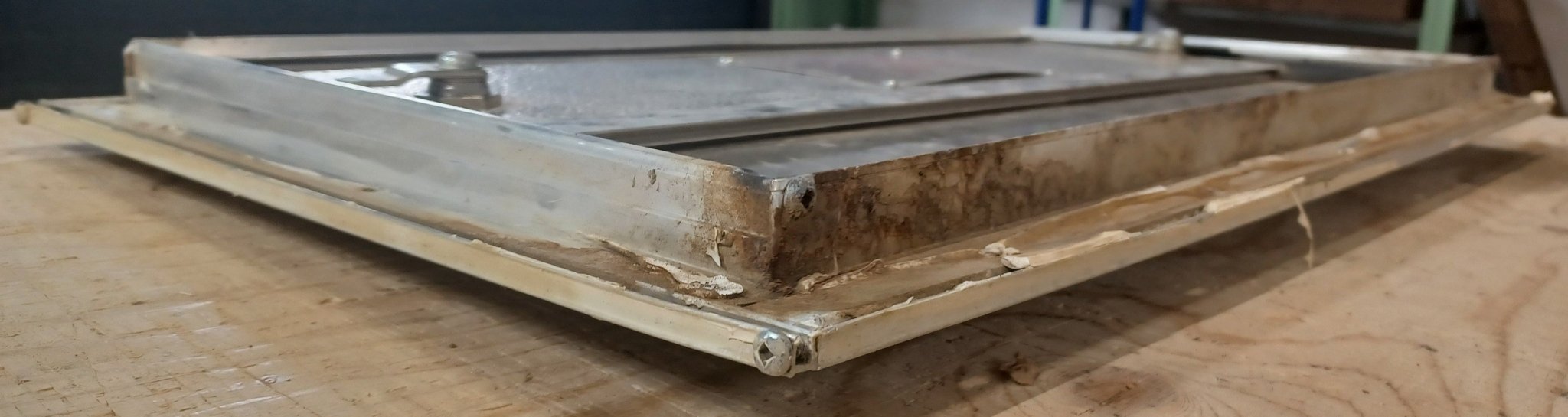 Used Square Cornered Battery/Propane Cargo Door 23 1/4" x 11 5/8" x 7/8" D - Young Farts RV Parts