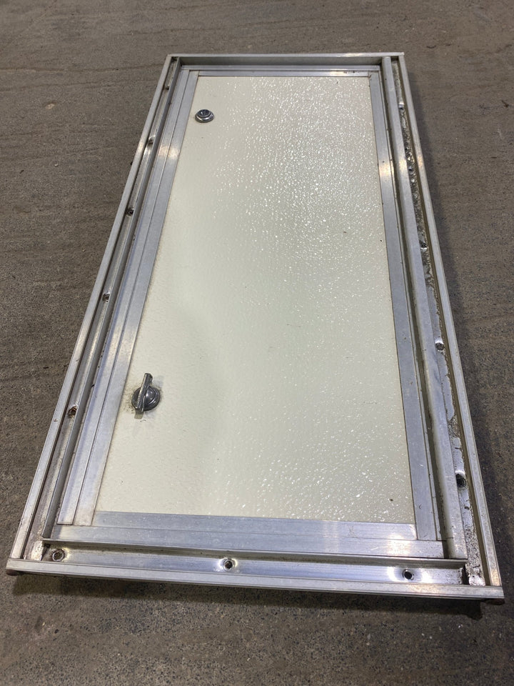 Used Square Cornered Cargo Door 23 1/2" W x 10 1/2" H X 1" D - Young Farts RV Parts