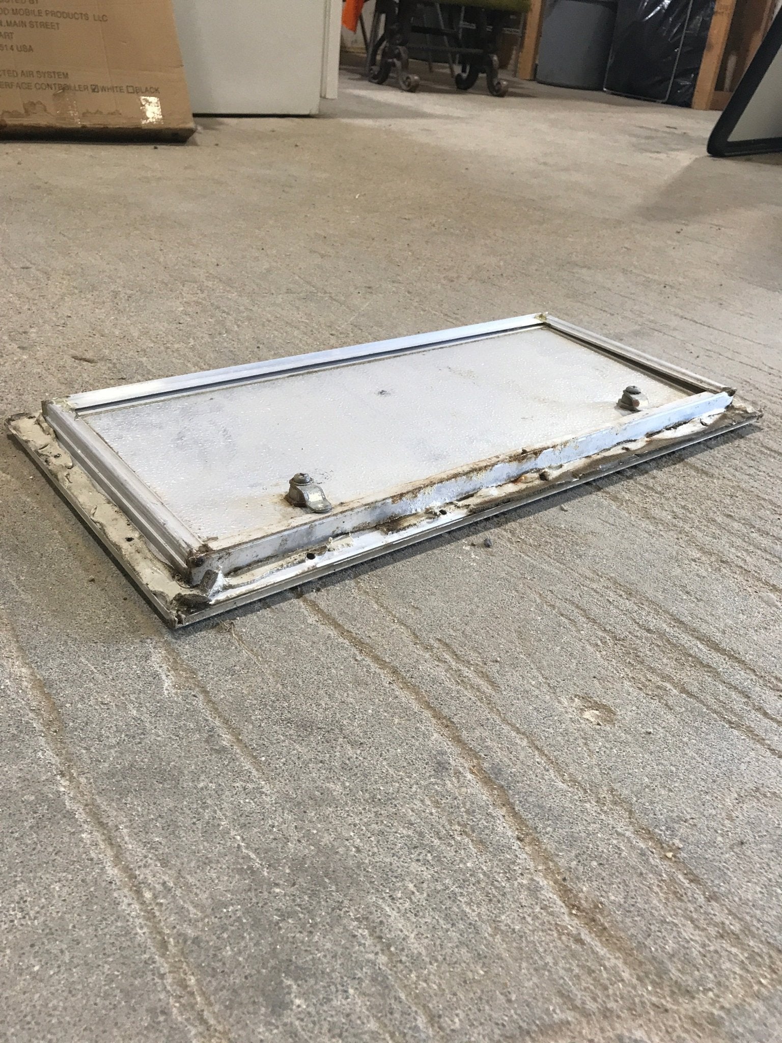 Used Square Cornered Cargo Door 23 1/2" x 10 1/2" x 1"D - Young Farts RV Parts