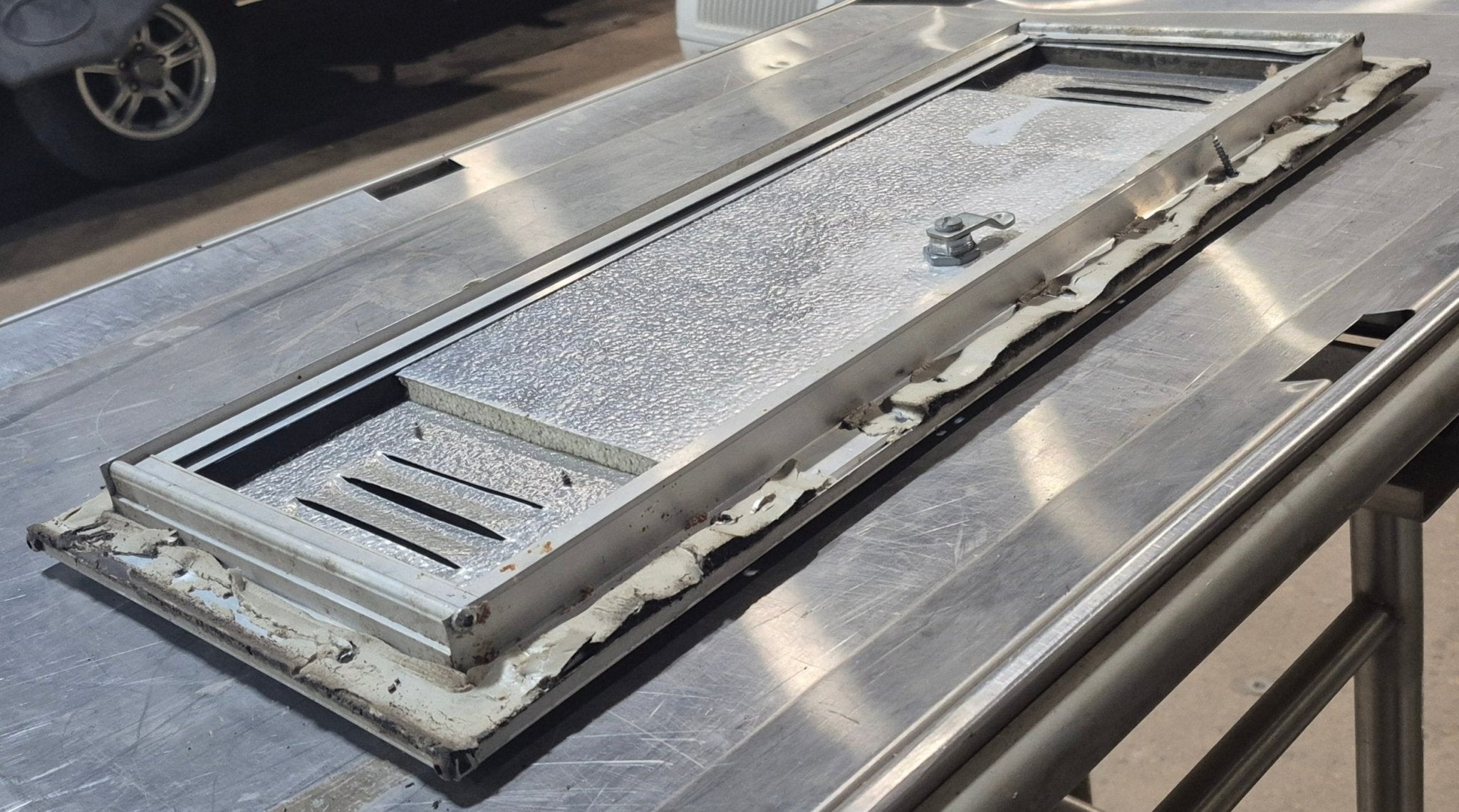 Used Square Cornered Cargo Door 24 1/8" x 8 1/4" x 3/4" D - Young Farts RV Parts