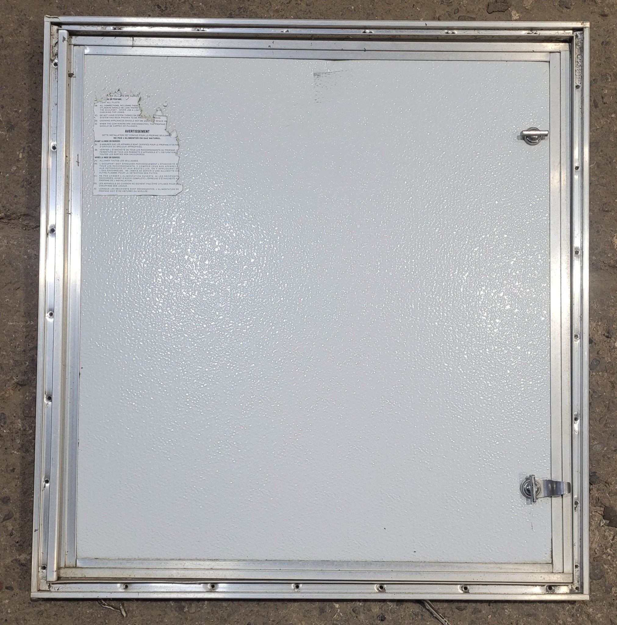 Used Square Cornered Cargo Door 25 3/4" x 24 1/4" x 3/4"D - Young Farts RV Parts