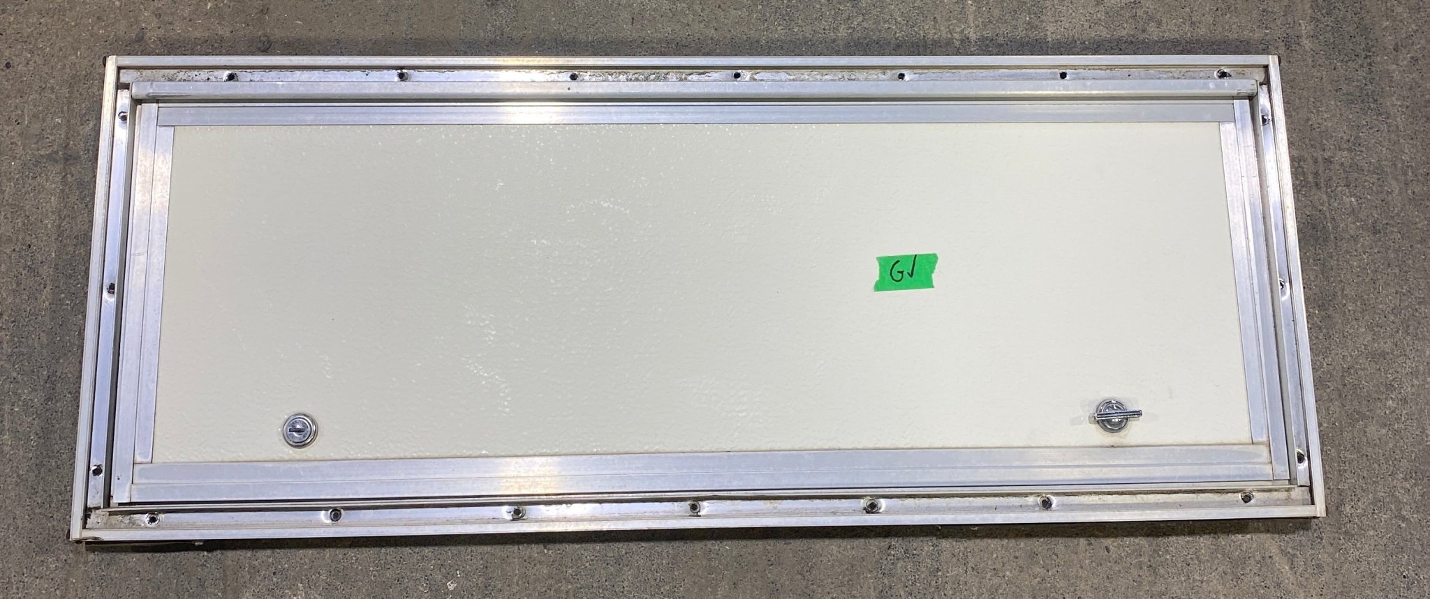 Used Square Cornered Cargo Door 29 1/2" W x 10 1/4" H X 1" D - Young Farts RV Parts