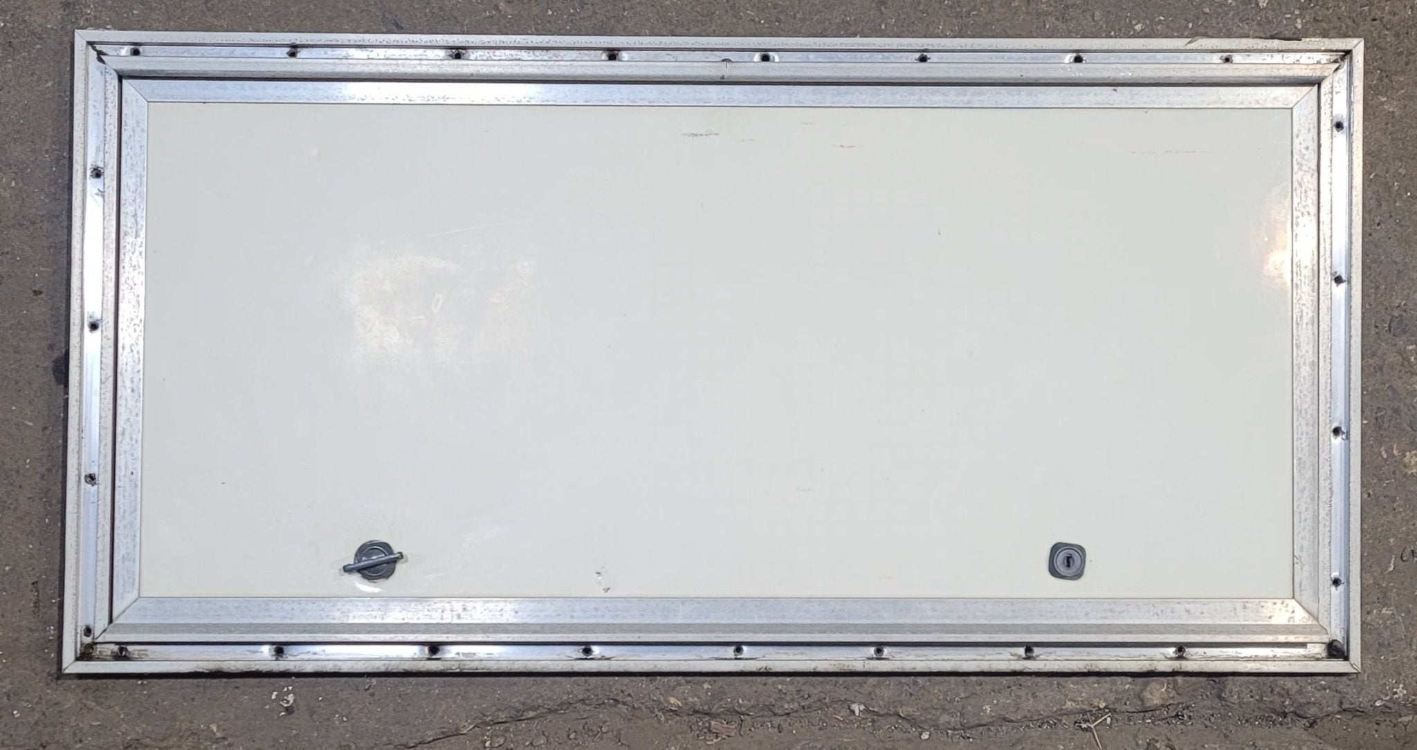 Used Square Cornered Cargo Door 30" x 13 3/4" x 3/8"D - Young Farts RV Parts