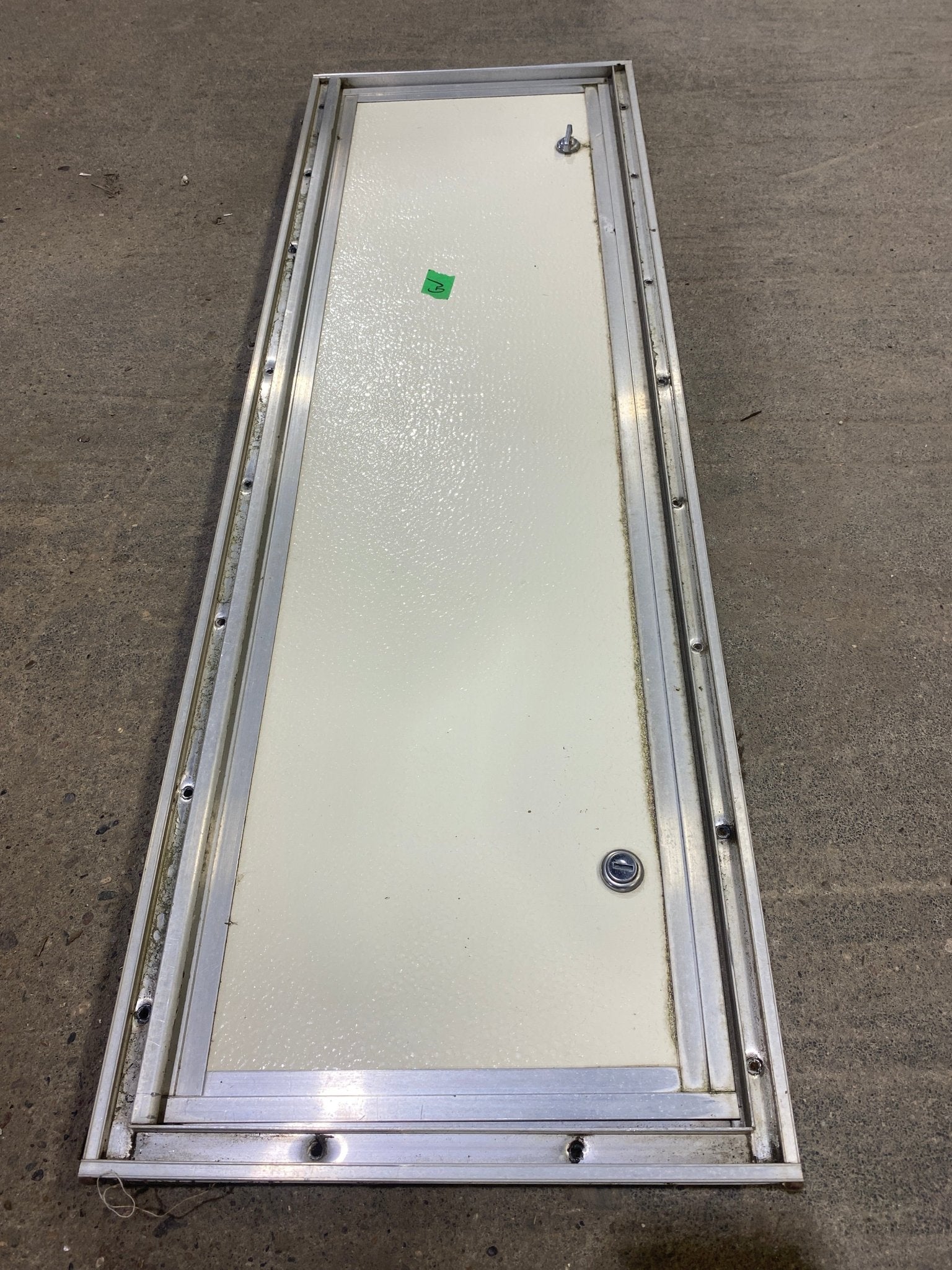 Used Square Cornered Cargo Door 35 1/2" W x 10 1/2" H X 1" D - Young Farts RV Parts