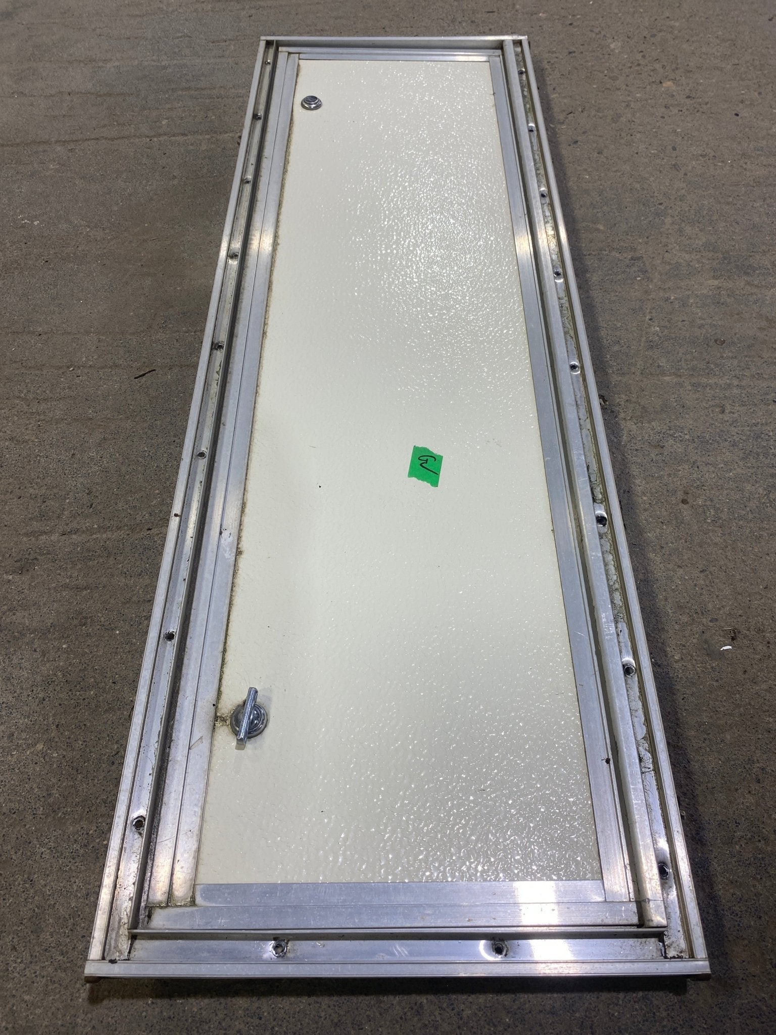 Used Square Cornered Cargo Door 35 1/2" W x 10 1/2" H X 1" D - Young Farts RV Parts