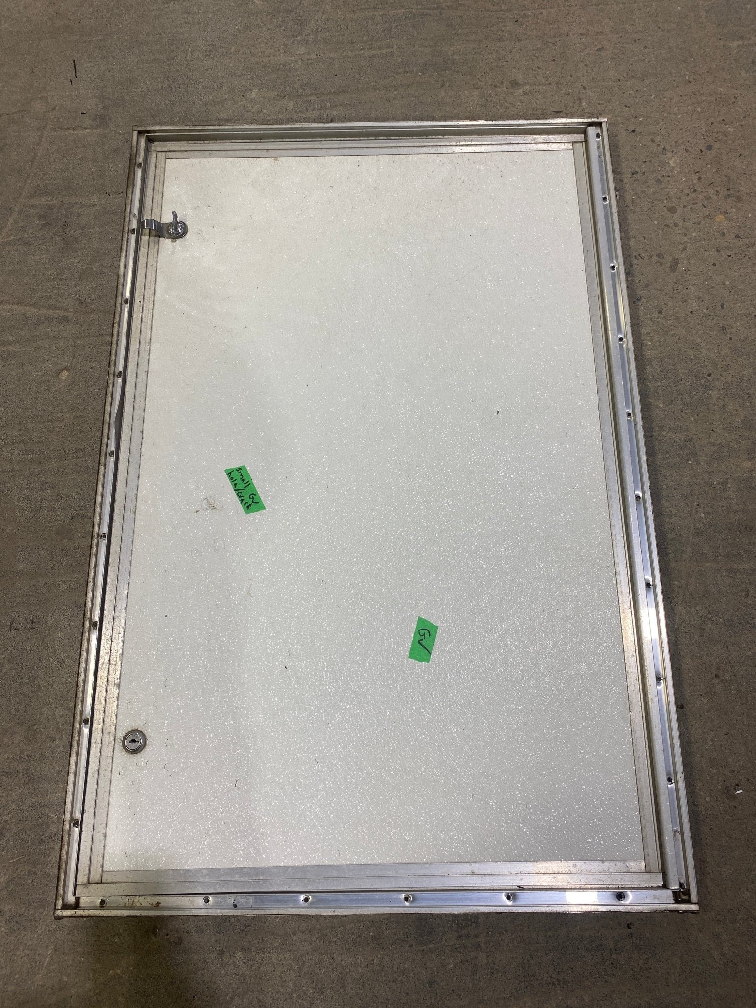 Used Square Cornered Cargo Door 35 3/4" W x 23 1/4" H X 3/4" D - Young Farts RV Parts