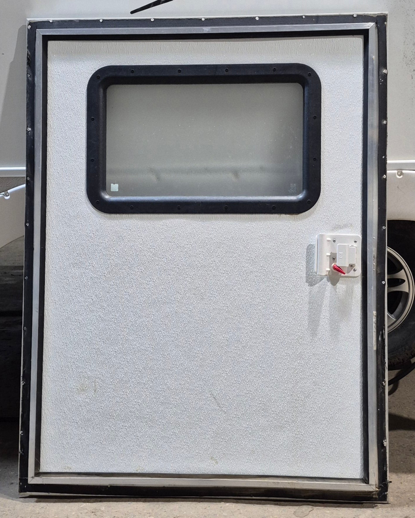 Used Square Storage/ Teardrop Trailer Entry Door 35 1/2" W x 47 1/2" H - Young Farts RV Parts