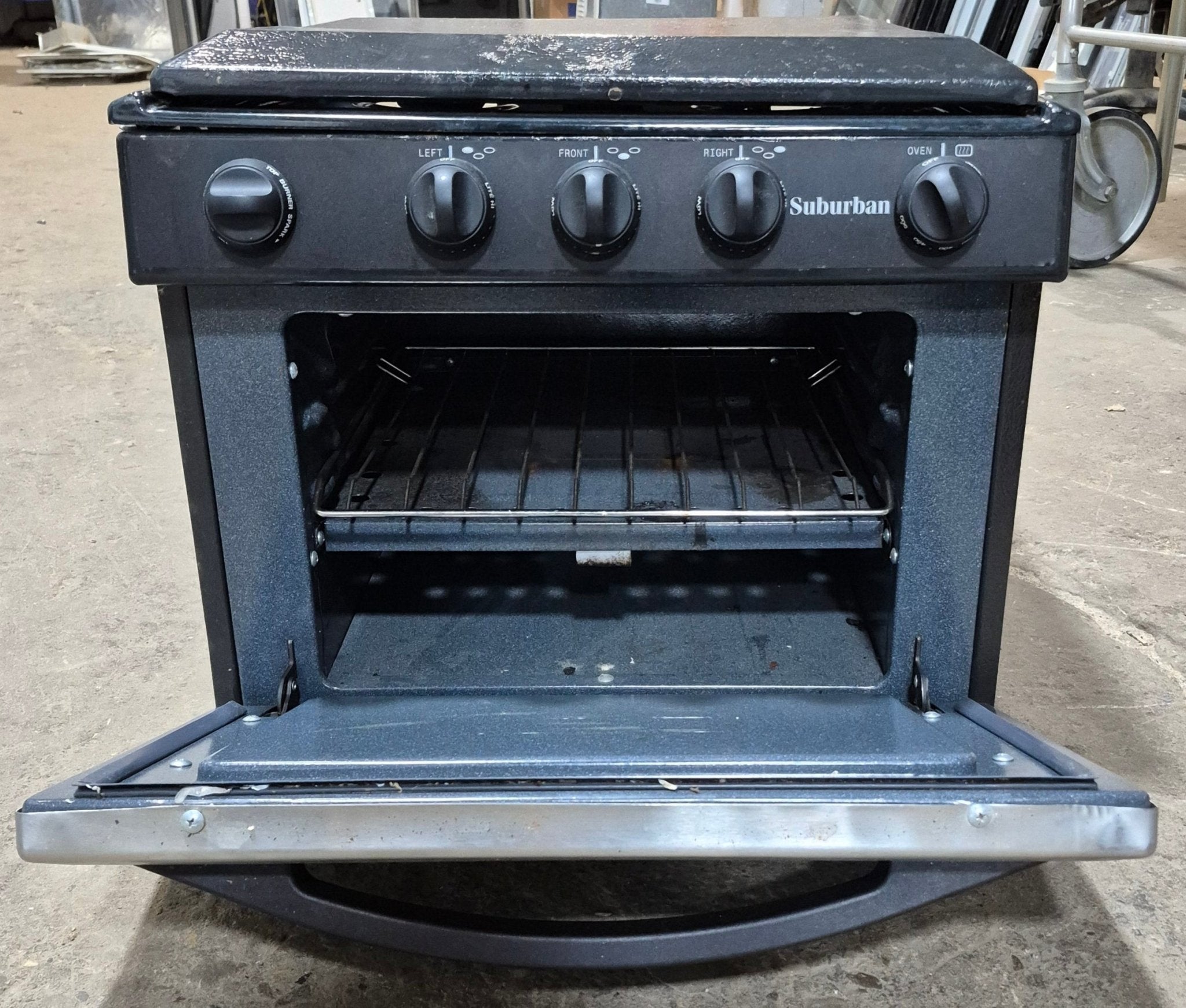 Used Suburban Range Stove 3 Burner - SRNA3SBBE - Young Farts RV Parts
