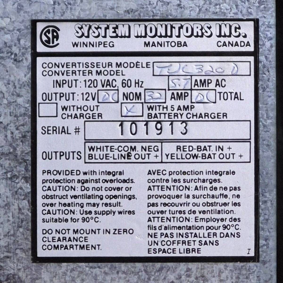 Used System Monitors, 32 AMP Converter - TNC320D - Young Farts RV Parts