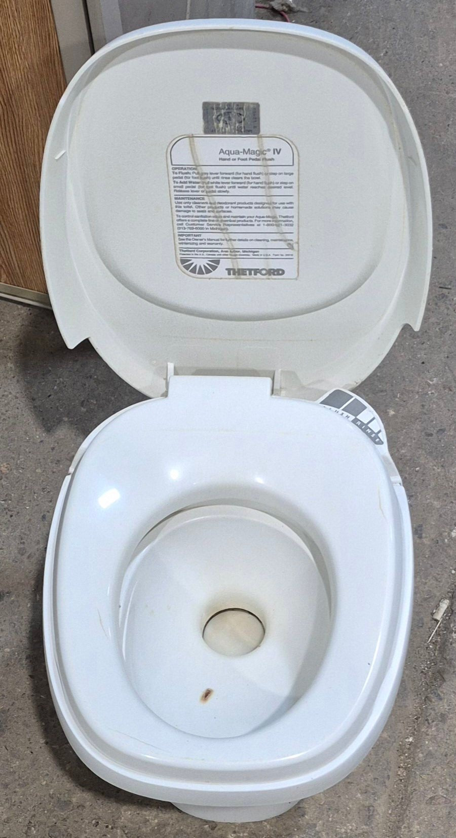 Used Thetford 24920 AQUA MAGIC IV Toilet - Hand Flush, High Profile, Off - White - Young Farts RV Parts