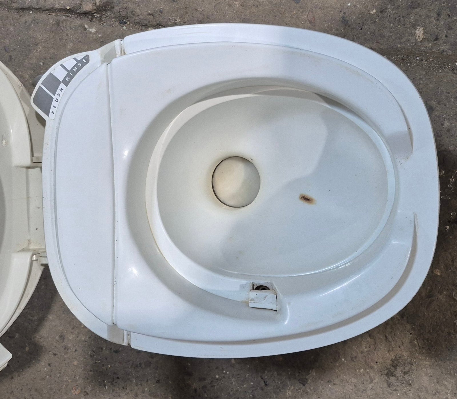 Used Thetford 24920 AQUA MAGIC IV Toilet - Hand Flush, High Profile, Off - White - Young Farts RV Parts