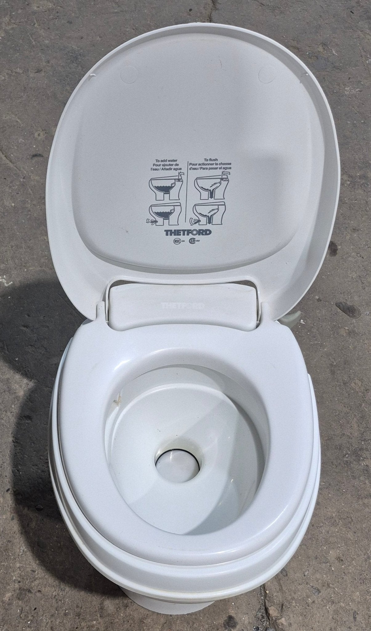 Used Thetford Toilet, Hand Flush, High Profile, White - AQUA MAGIC V , 31648 - Young Farts RV Parts
