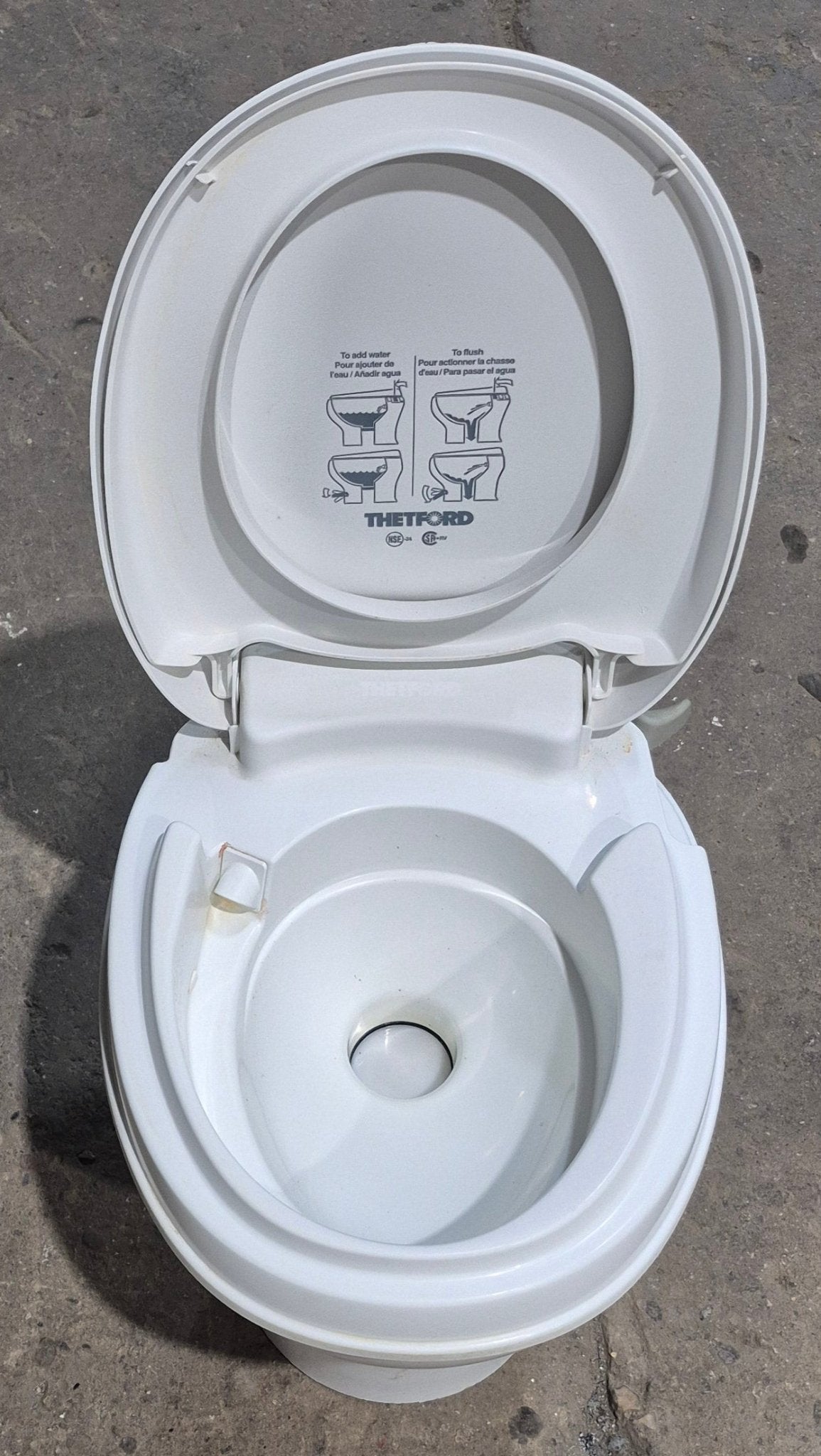 Used Thetford Toilet, Hand Flush, High Profile, White - AQUA MAGIC V , 31648 - Young Farts RV Parts