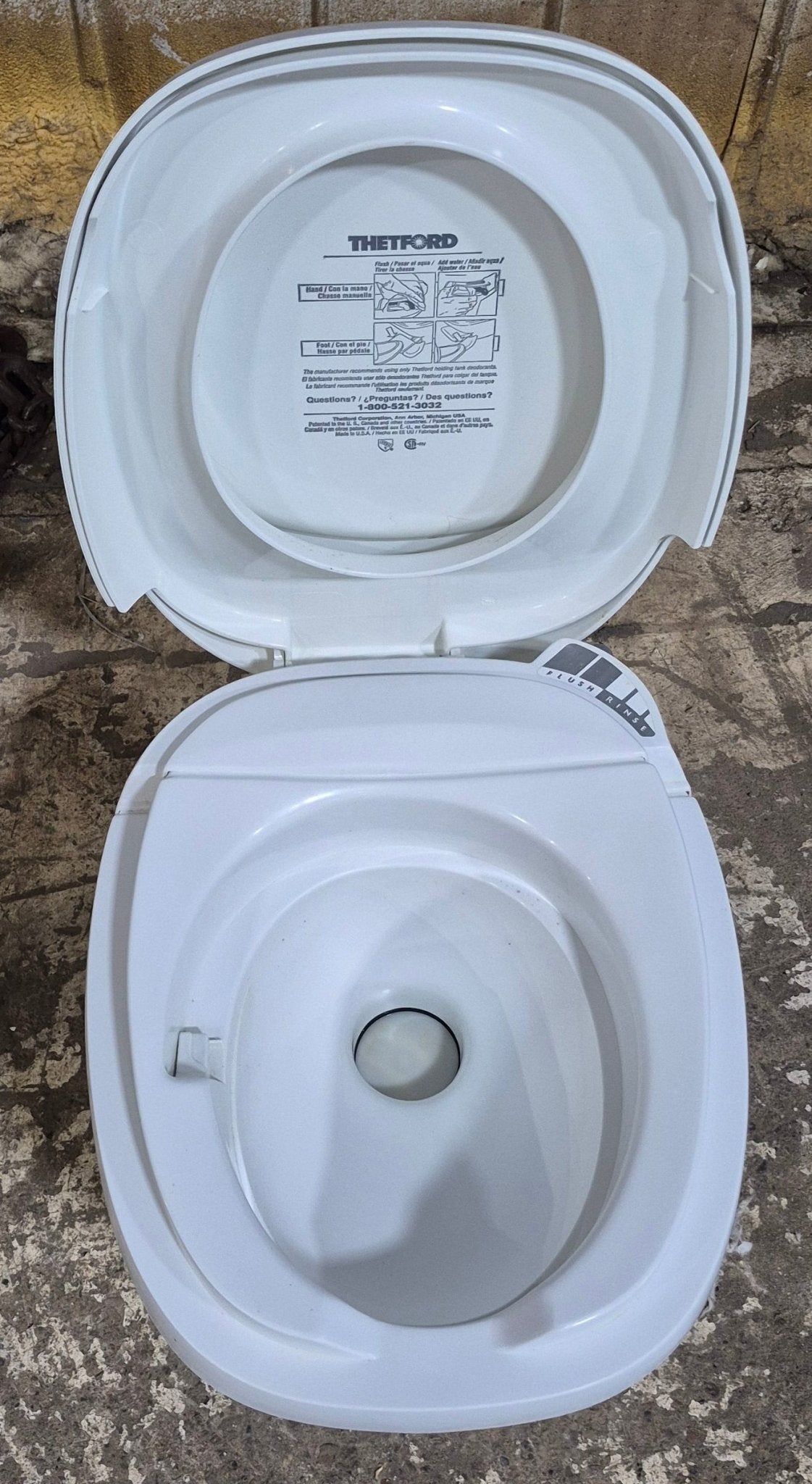 Used Thetford Toilet, High, Hand Flush - 24973 , AQUA MAGIC IV - Young Farts RV Parts